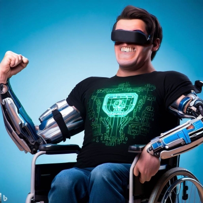 Disabile super tecnologico creato con l'intelligenza artificiale